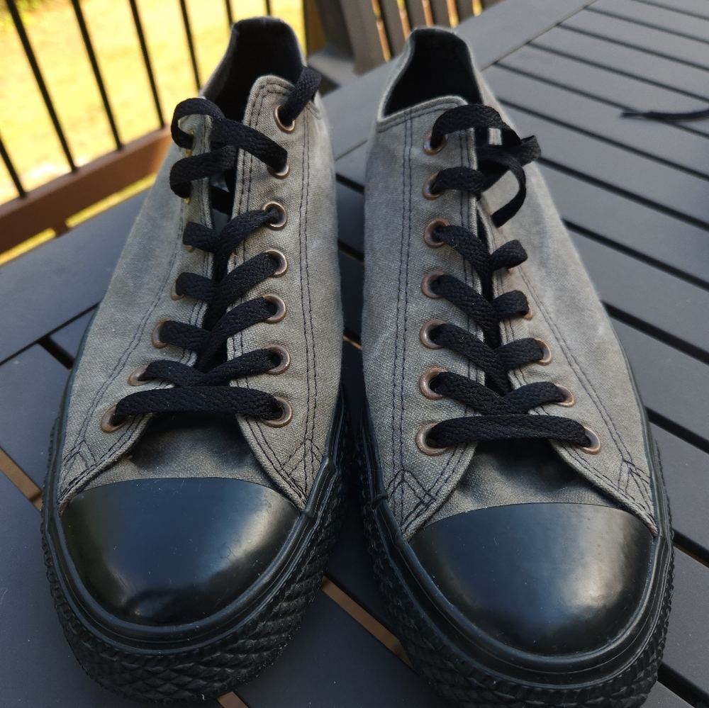 Converse All Star distressed canvas.  Brass spike accent. M10